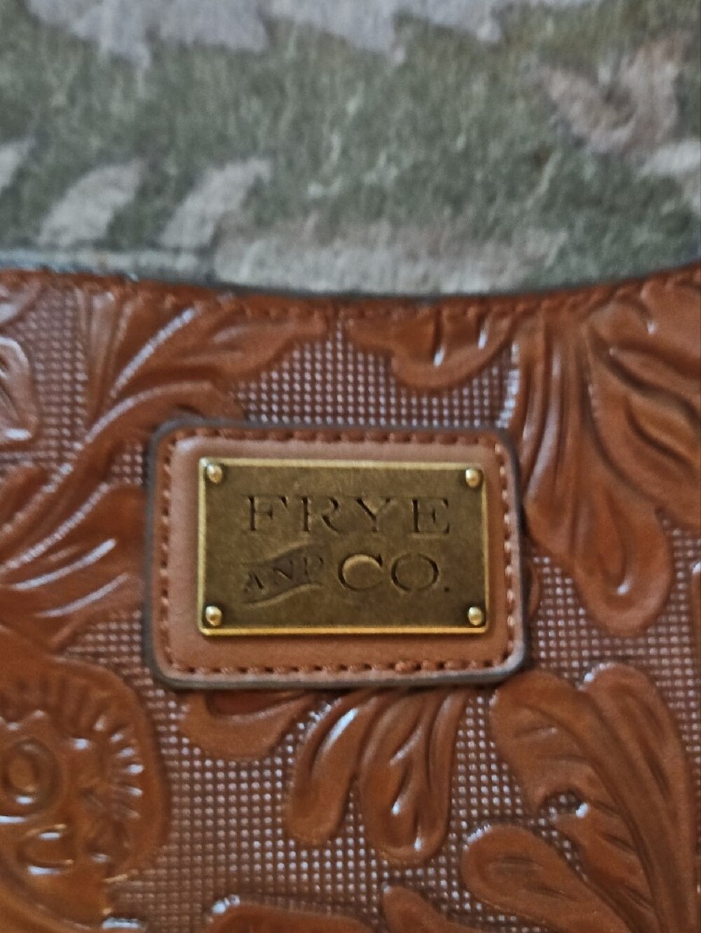FRYE AND CO. Brown Embossed Floral Leather Crossbody Bag - Picture 2 of 7